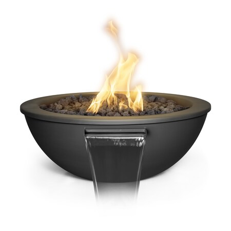 The Outdoor Plus 48 Round Sedona Fire, Water Bowl, Powder Coated Metal, Black, Liquid Propane OPT-48RPCFWE12V-BLK-LP
